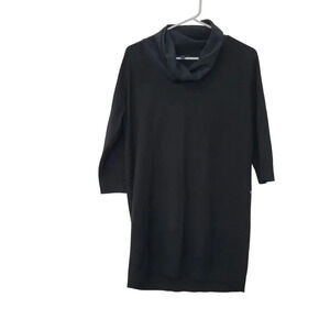 COS Women's Sweater Dress Size XS Black 100% Wool Solid 3/4 Sleeves Cowl Neck